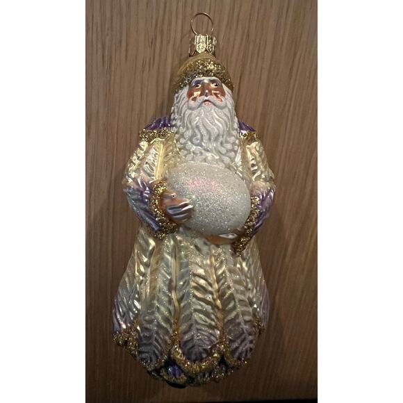 Patricia Breen Large Plumed Santa Claus Lavender Christmas Holiday Tree Ornament - Picture 9 of 10